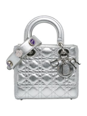 Dior Small Metallic Grained Calfskin Cannage Lucky Badges My Lady Dior