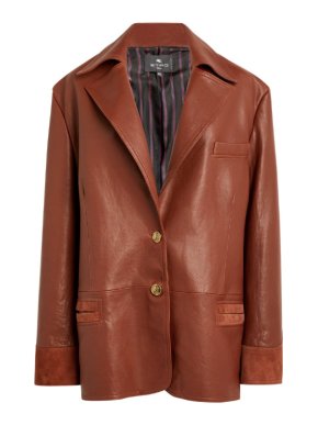 Etro Marrone Oversized Leather Blazer