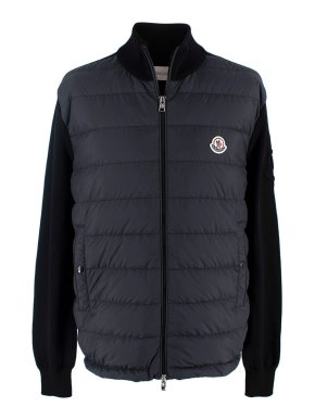Moncler Navy Down Knit Jacket