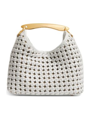 Elleme White Leather Woven Boomerang Bag