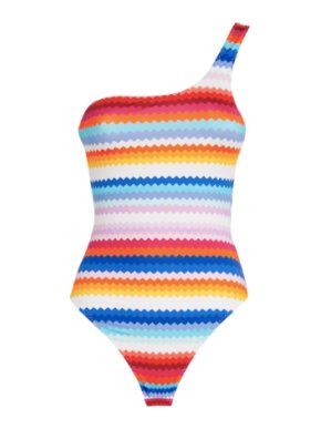 Missoni Multi-Coloured Chevron One-Shoulder Swimsuit
