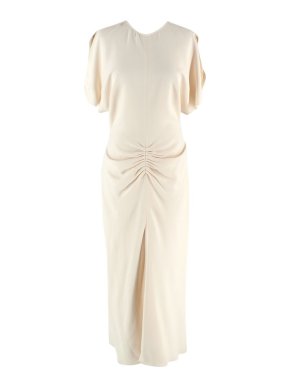 Victoria Beckham Ivory Gathered Midi Dress