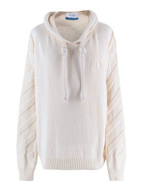 Off White Cream Knit Hoodie