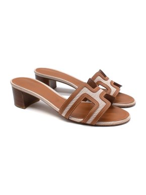Hermes Canvas Noisette Oasis Sandals