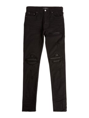 Amiri Black Distressed Capped Skinny Jeans