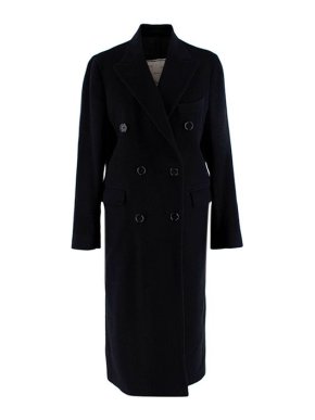 Giuliva Heritage Cindy Deep Navy Wool Cashmere Double Breast Long Coat