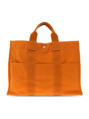 Hermes Orange Canvas Sac Deauville MM
