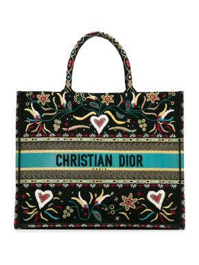 Dior Hearts and Flowers Large Embroidered Book Tote