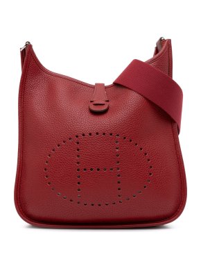 Hermes  Evelyne III PM in Rouge Grenat Clemence Leather