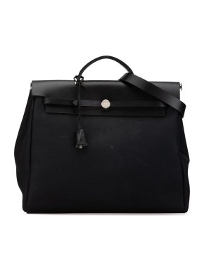 Hermes Black Toile Herbag MM