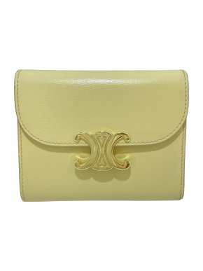 Celine Cream Small Calfskin Triomphe Flap Wallet