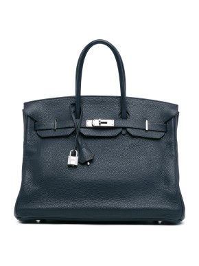 Hermes Birkin 35 Retourne in Midnight Blue Togo Leather with Palladium Hardware