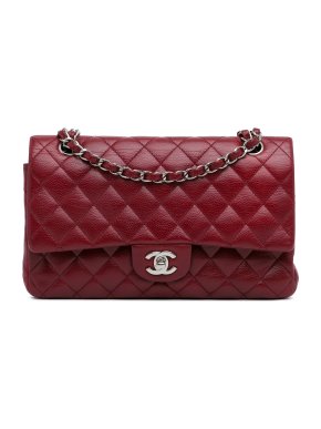 Chanel Burgundy Caviar Leather Jumbo Double Flap Bag