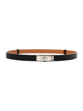 Hermes Black Kelly Belt with Palladium Hardware
