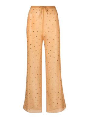 Oseree Golden Beige Cotton/Silk SS24 Gem Pants 1