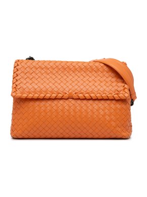 Bottega Veneta Orange Large Intrecciato Olimpia Shoulder