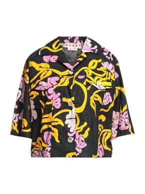 Marni Black Floral Patterned Cropped Shirt