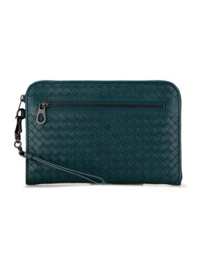 Bottega Veneta Teal Intrecciato Clutch