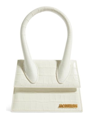 Jacquemus Ivory Croc Embossed Le Chiquito Moyen Bag