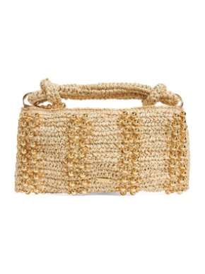 Cult Gaia Natural Raffia Hera Nano Top Handle Bag
