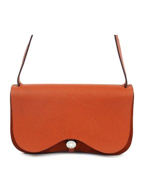 Hermes Orange Vache Liege Toile Sac Colorado PM