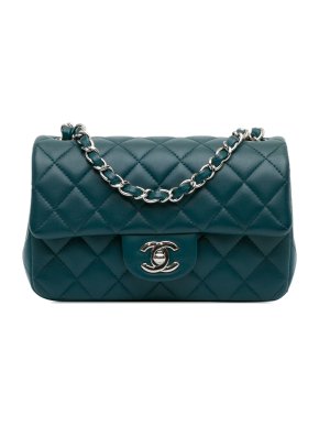 Chanel Teal Mini Rectangular Classic  Single Flap Bag