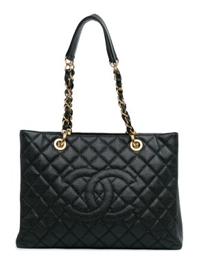 Chanel Black Caviar Leather Grand Shopping Tote Bag