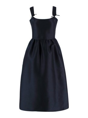 Christian Dior Navy Wool-Blend Sculpted Midi Dress