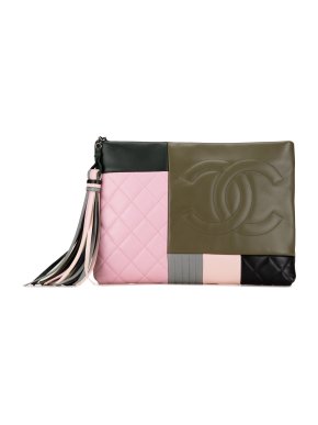 Chanel Lambskin Multicolor Quilted Patchwork Pouch
