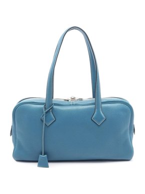 Hermes Blue Clemence Victoria Elan 38 Shoulder Bag