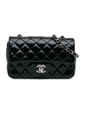 Chanel Black Patent Leather Mini Rectangular Single Flap Bag
