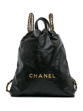 Chanel Black Calfskin Quilted 22 Backpack