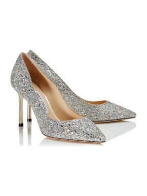 Jimmy Choo Romy 85 Champagne Coarse Glitter Pumps