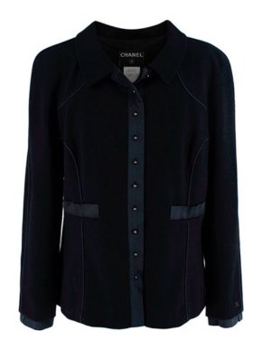 Chanel Wool Crepe Satin Trimmed Jacket