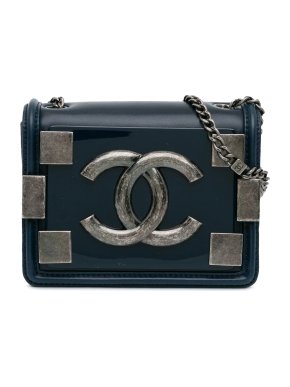 Chanel Hermes Navy Mini Plexiglass Boy Brick Flap Bag