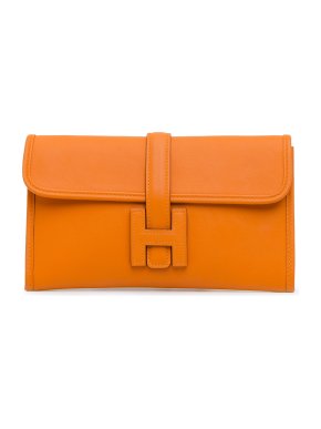 Hermes Orange Swift Jige Duo Clutch