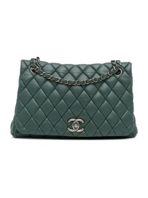 Chanel Green Lambskin New Bubble Single Flap Bag