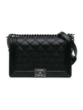 Chanel Black Large Calfskin Double Stitch Boy Bag