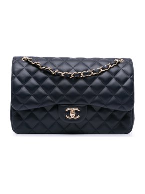 Chanel Navy Lambskin Jumbo Double Flap Bag
