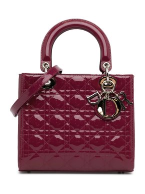 Dior Burgundy Patent Leather Medium  Lady Dior
