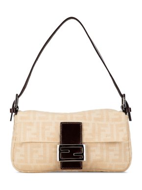Fendi Cream Zucca Canvas Baguette Bag