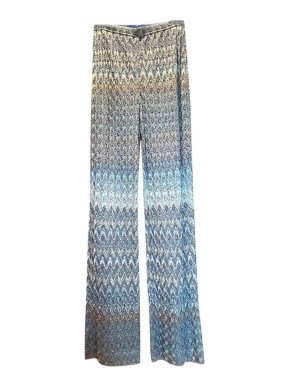 Missoni Blue Metallic Knit Flared Trousers