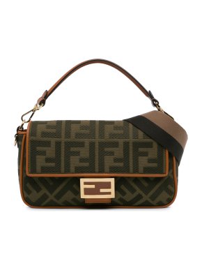 Fendi Brown Zucca Embroidered Baguette Bag