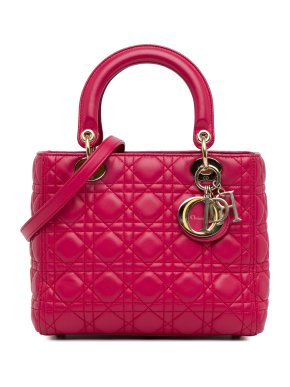 Dior Pink Lambskin Medium Cannage Lady Dior