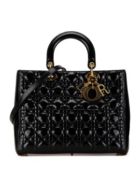 Dior Black Patent Leather Large Lady Dior