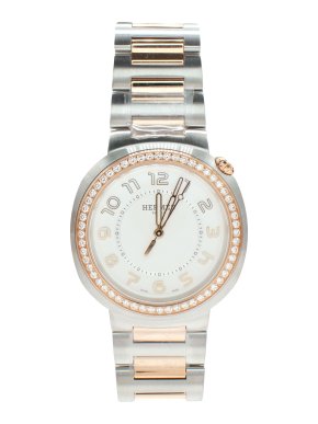 Hermes Large Cut Rose Gold Diamond  Watch 36mm