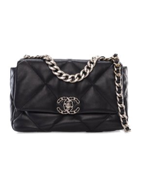 Chanel Black Small Lambskin 19 Flap Bag