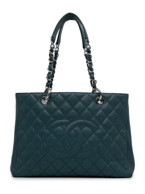 Chanel Navy Caviar Leather Grand Shopping Tote Bag