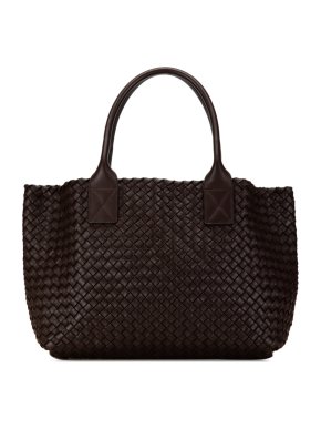 Bottega Veneta Brown Mini Nappa Intrecciato Cabat Tote Bag