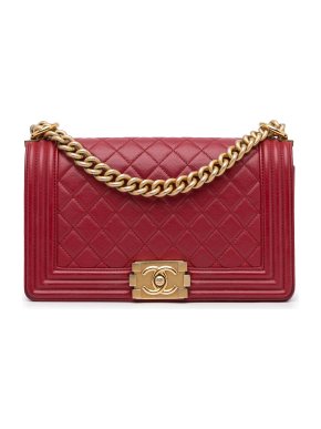 Chanel Red Lambskin Medium Boy Bag